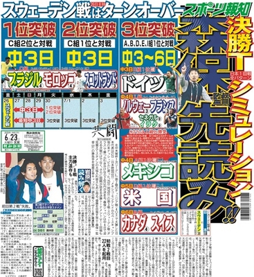 6月23日付スポーツ報知大阪本社版（22ページ)