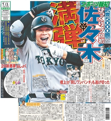 7月13日付スポーツ報知大阪本社版（20ページ)