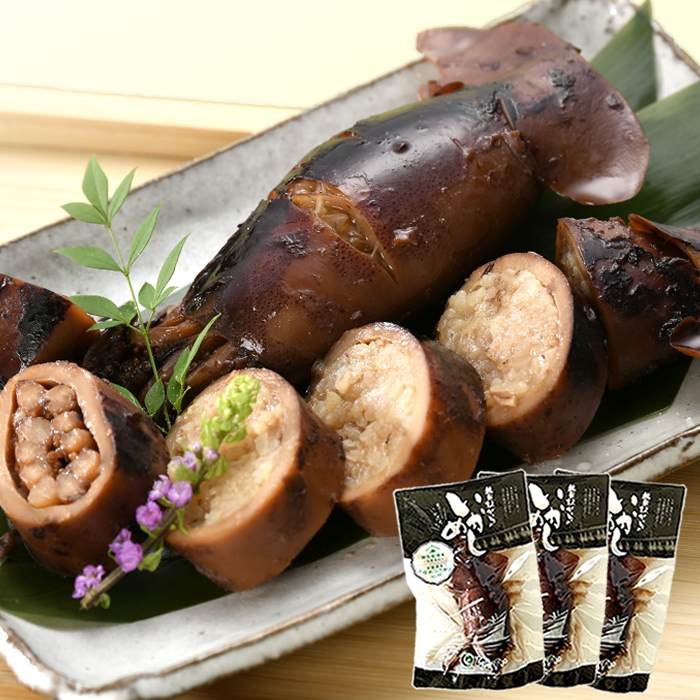 昔ながらの”いかめし” (１尾入り×３袋) 中サイズ120g以上/尾［化学調味料・着色料・保存料不使用］常温【送料込み】