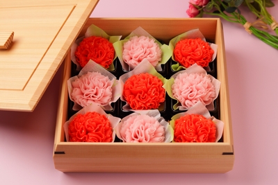 母の日の練り切り『 カーネーション 』菓子器付き9個入
