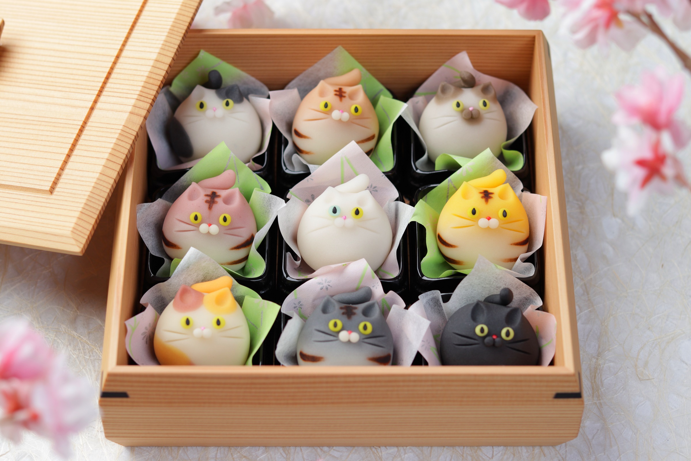癒しの練り切り『 ねこたま 』菓子器付き9種 | 御菓子司 紅谷三宅