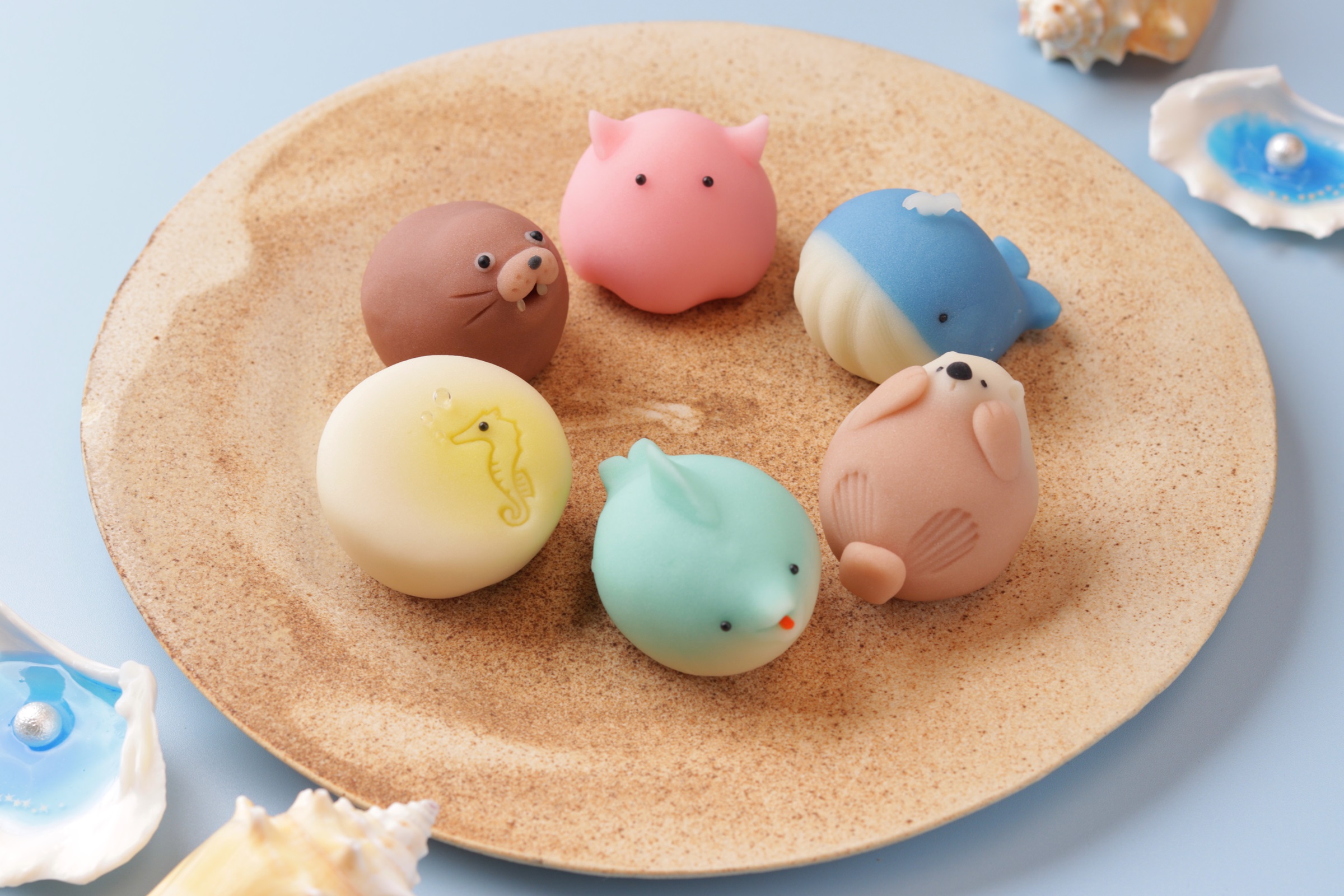 harimogu様ページ＊ かわいい　菓子切り 3本セット 癒しの練り切り『 海の生き物たち 』 6個入 | 御菓子司 紅谷三宅