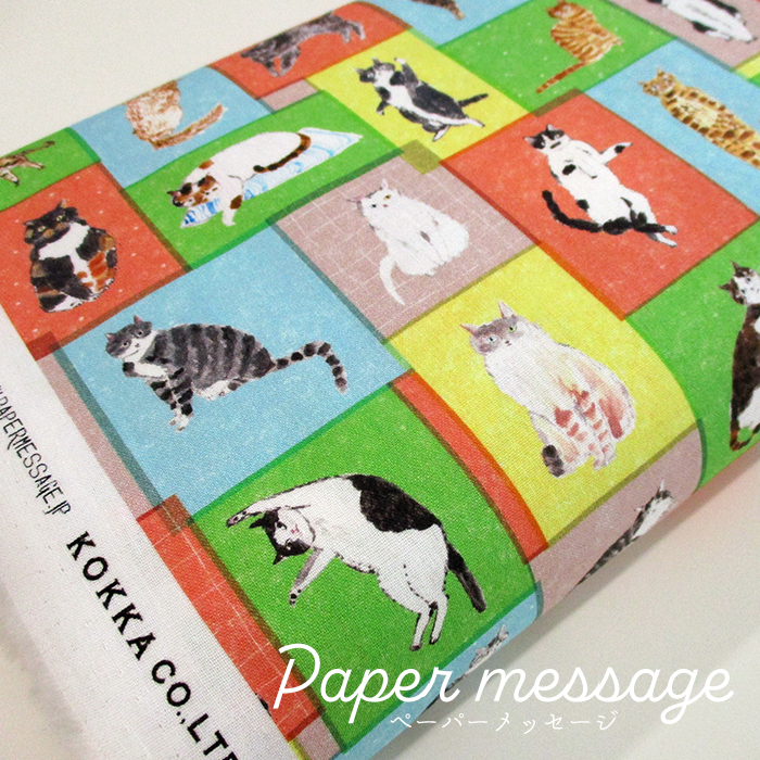 Paper message コットンシーチング 「猫と小部屋」 110cm巾 動物|ねこ