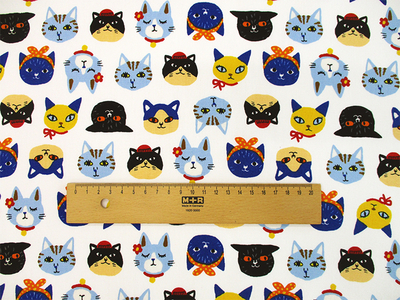 SALE】オックスプリント Lovely CATS 110cm巾 ねこ|動物