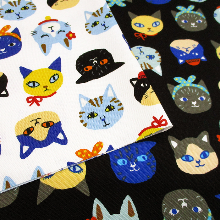 【SALE】オックスプリント　Lovely CATS　110cm巾　ねこ|動物