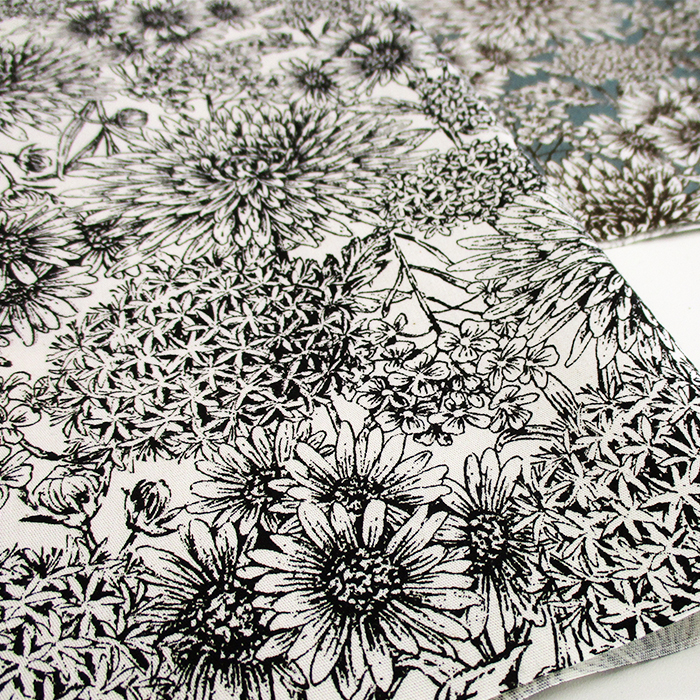 綿ブロード　ボタニカル -chrysanthemum-　112cm巾　花柄
