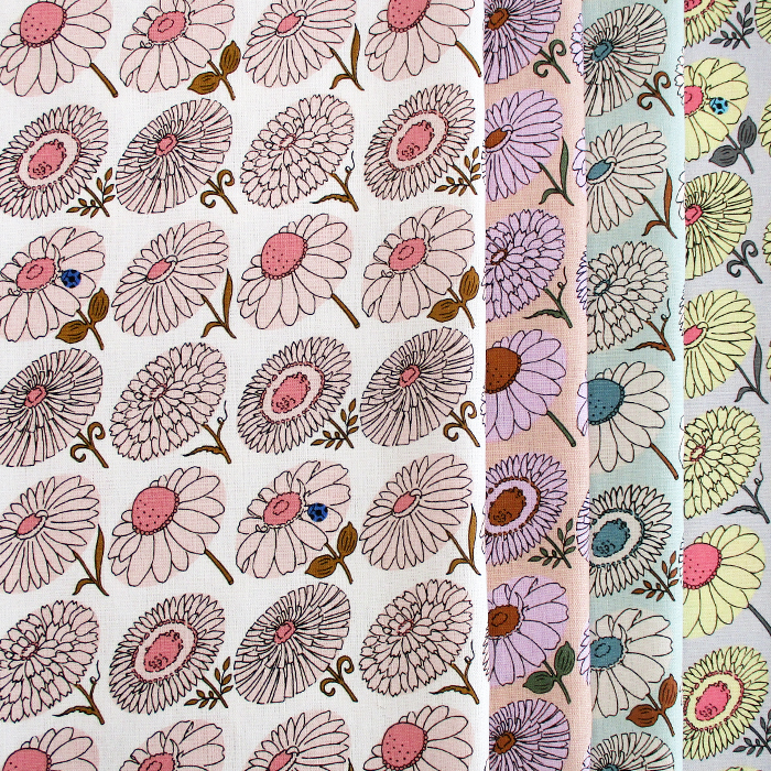 【SALE】綿麻キャンバス花柄　HINAGIKU　108cm巾