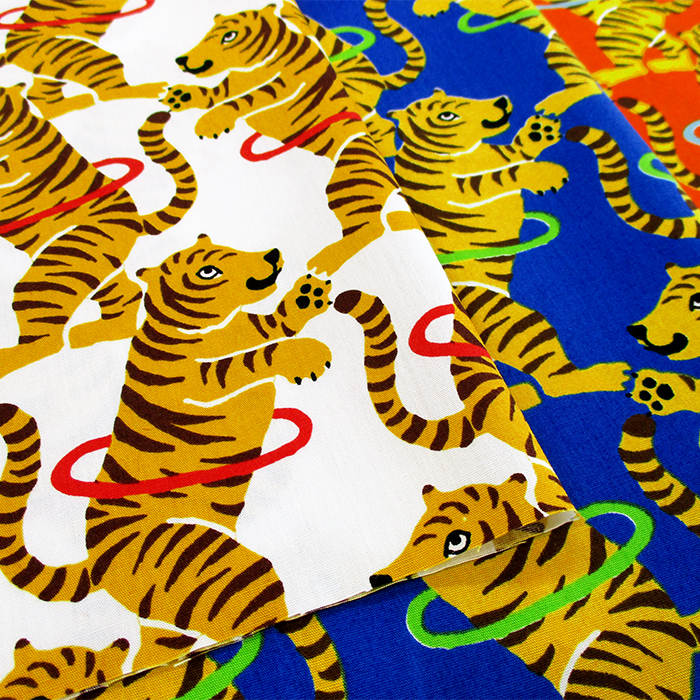 綿ブロード　トラフラフープ　110cm巾　動物|tiger|ねこ