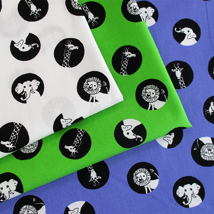綿ブロード　ANIMAL DOTS　110cm巾　動物|ドット