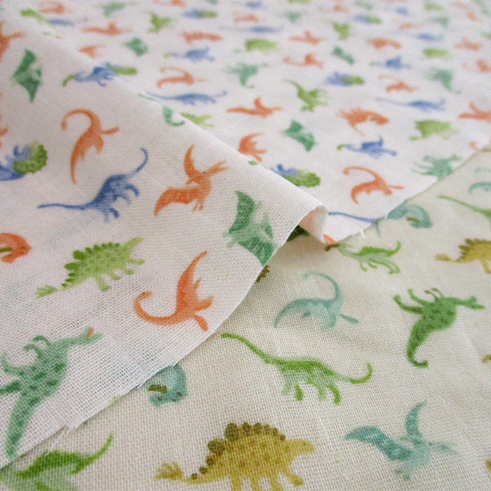 【SALE】ダブルガーゼ ダイナソー 108cm巾 恐竜|きょうりゅう|動物
