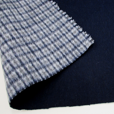 【数量限定 Special price】ウィズビーバー 二重織りウール　[チェック×無地ネイビー]　140cm巾 