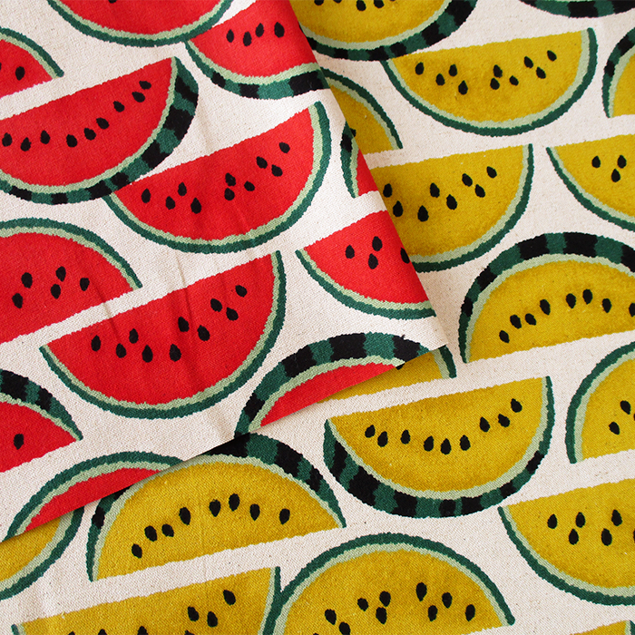 綿麻キャンバス　スイカ　110cm巾　くだもの|フルーツ