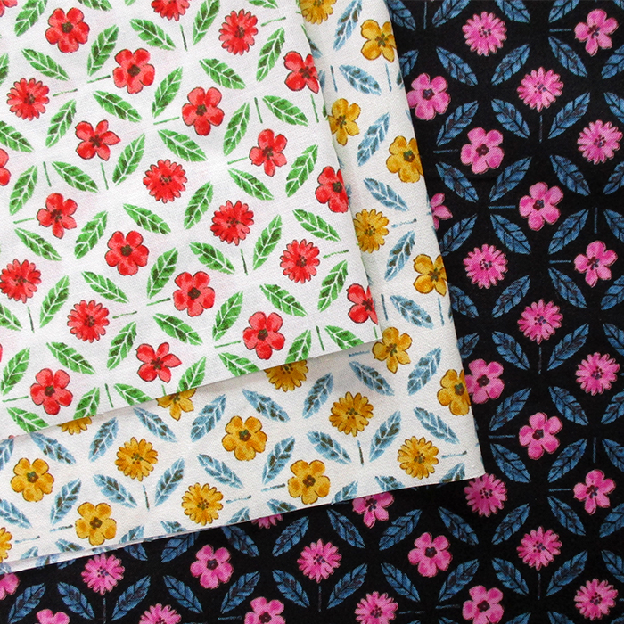 【SALE】スケア花柄プリント　レトロフラワー　108cm巾