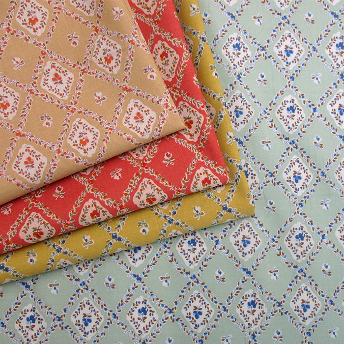 【SALE】60s綿ローン　スクエアモチーフ小花柄　108cm巾