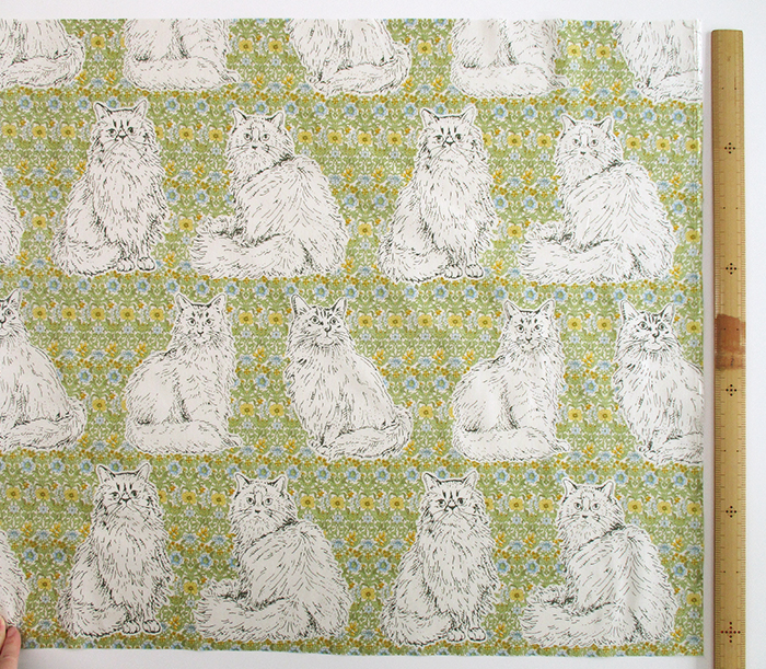 スケアプリント 猫とはな 108cm巾 ねこ|ネコ|動物|小花 | ひなた