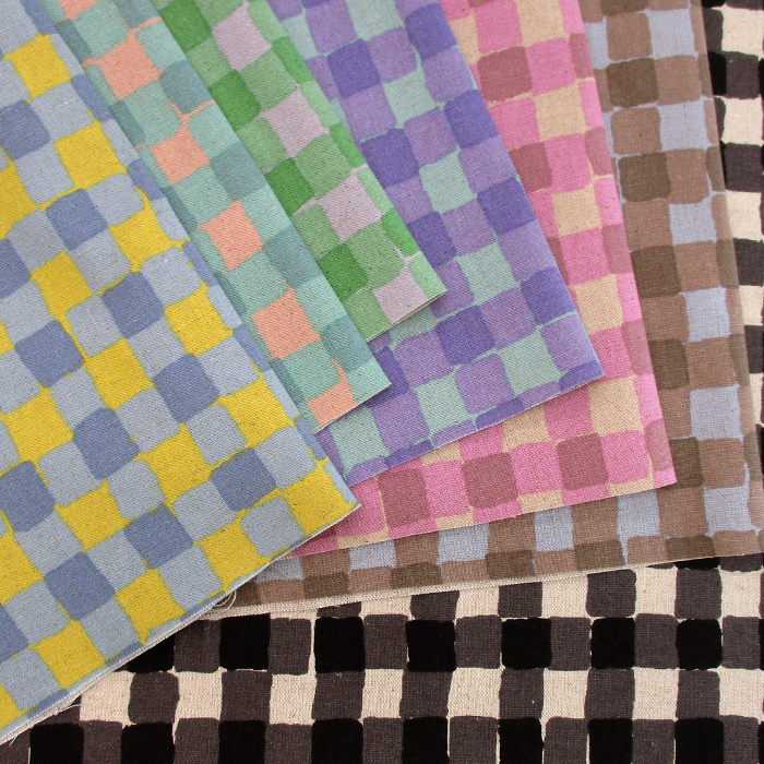 綿麻キャンバス　カラフルチェック -Flaffy Check-　110cm巾 格子