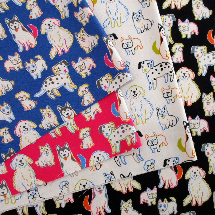 オックスプリント　イッヌ　110cm巾　犬 動物 いぬ