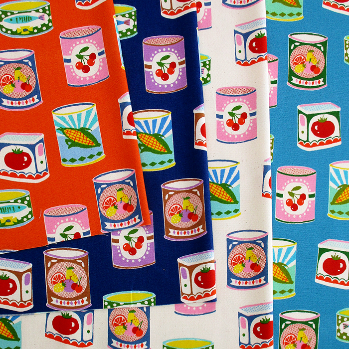 オックスプリント　レトロ缶　110cm巾　くだもの フルーツ トマト チェリー