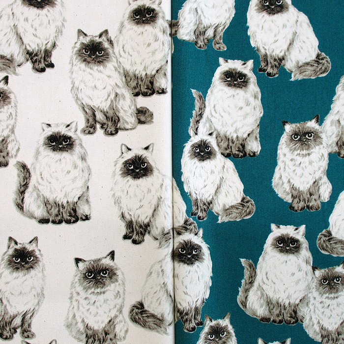【SALE】オックス動物プリント　ヒマラヤン　110cm巾　ネコ ねこ 猫