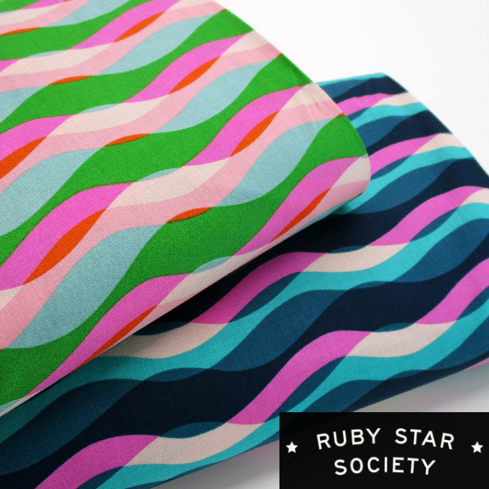 ★RubyStar Society★ コットンシーチング -Poolside Waves-　108cm巾　ボーダー 