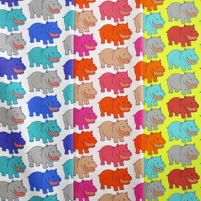 綿ブロード 動物プリント　HIPPO -カバ-　110cm巾