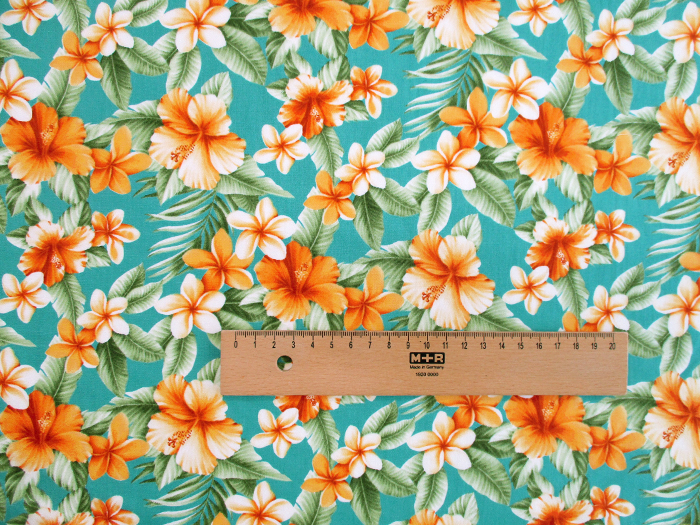 SALE】綿ブロード花柄 ハワイアン -ハイビスカス- 110cm巾 | ひなた