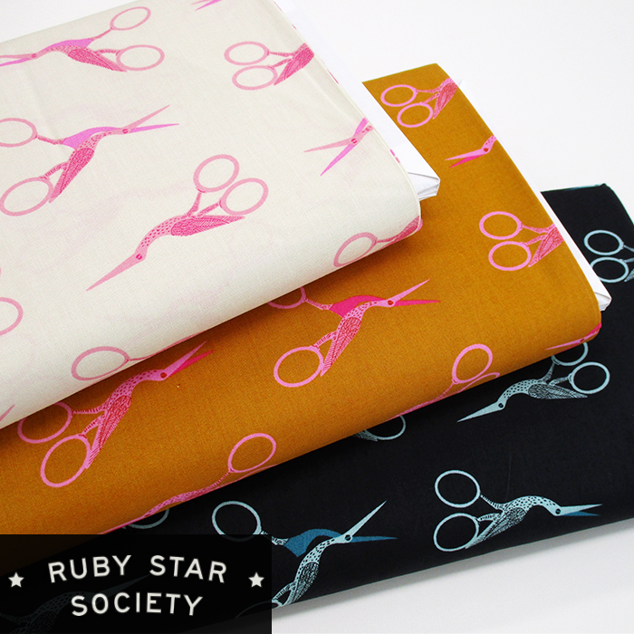 ★Ruby Star Society★ コットンシーチング -NOTION- コウノトリのハサミ　108cm巾　とり 鳥 動物