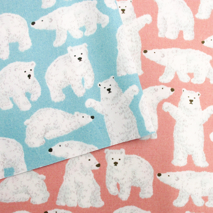 【SALE】オックスプリント　ポーラーベア　110cm巾　動物 くま ホッキョクグマ シロクマ