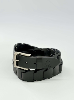 【MOTTAINAI】35㎜レザーパーツメッシュベルトクロ