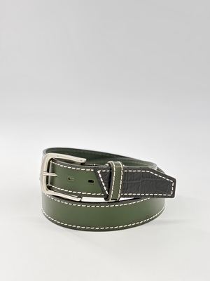 【MOTTAINAI】40㎜革パッチベルトグリーンベロ先Ｂ