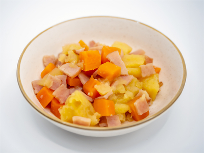 &rdquo;やわらか食&rdquo;さつま芋とハムの煮物