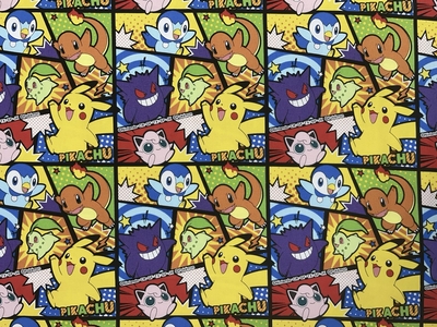 ポイント10倍！ コットンオックスプリント生地　ポケットモンスター　コマ割り