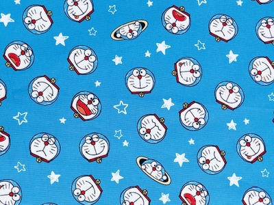 ポイント10倍！ コットンオックスプリント生地  アイムドラえもん フェイス柄