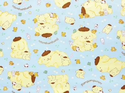 ポイント10倍！ コットンオックスプリント生地　プムポムプリン