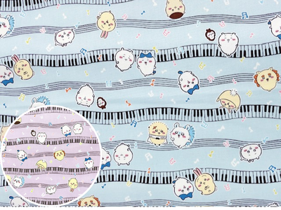 ポイント10倍！ コットンオックスプリント生地　ちいかわ ハチワレ うさぎ ミュージック柄