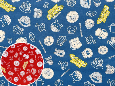 ポイント10倍！ 綿オックスプリント それいけ！アンパンマンフェイス柄