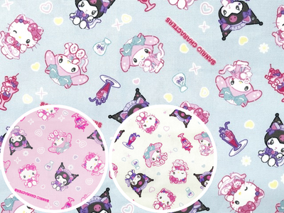 ポイント10倍！ オックスプリント生地　サンリオキャラクターズ ねこみみメイドカフェ