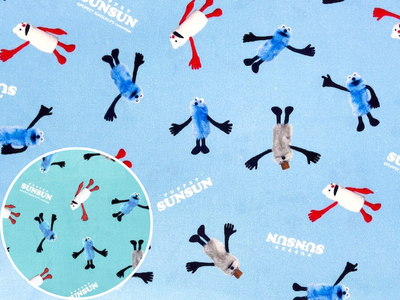 ポイント10倍！ 綿オックスプリント生地 パペットスンスン ベーシック柄 PSNF-04