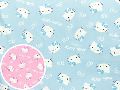 ポイント10倍！綿オックスプリント生地 ハローキティフェイス柄