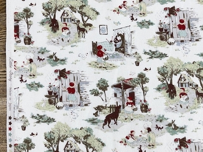 コットンシーチング生地プリント　Little　story　赤ずきんちゃん