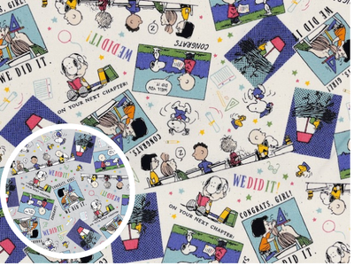 ポイント10倍！ コットンオックスプリント生地 スヌーピー ピーナッツ スクールズアウト