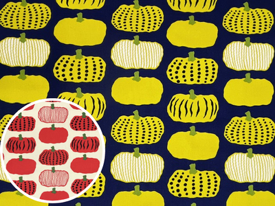 綿キャンバスプリント生地 コットンこばやし う早この布　北欧風　パンプキン