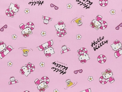 ポイント10倍！綿オックスプリント生地 ハローキティサマー