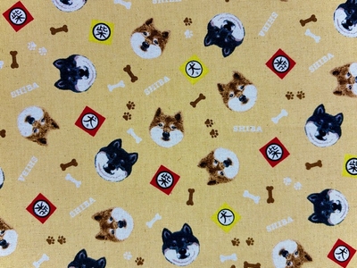 綿麻キャンバスプリント生地 コットンこばやし　柴犬　KTS7132