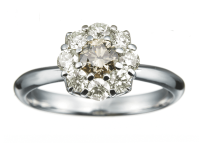 K18WGブラウンダイヤモンドフラワーリング 0.75ct