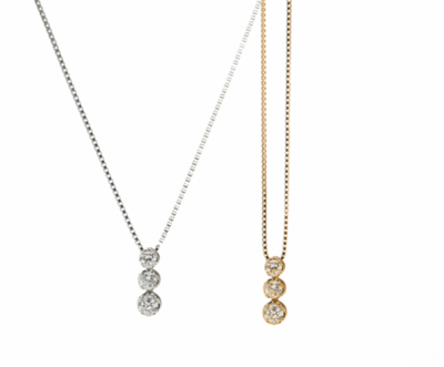 K18ダイヤモンド3ストーンペンダント 0.5ct［WG／YG］