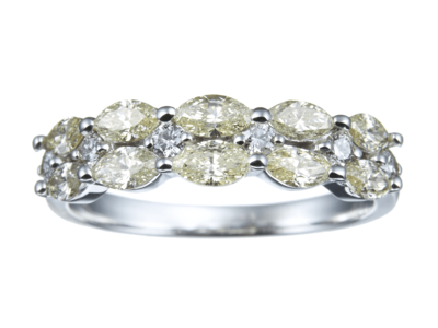 K18WGマーキスカットダイヤモンド2ラインリング 0.8ct