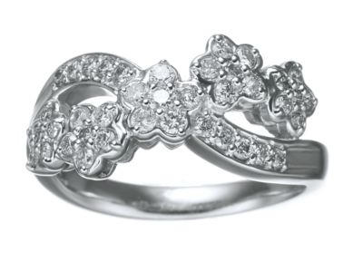 PT900ダイヤモンドフラワーリング 0.5ct