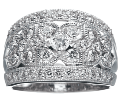 K18WGダイヤモンドフラワーボリュームリング 1.0ct