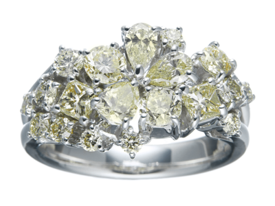 K18WGファンシーカットダイヤモンドデザインリング 1.9ct